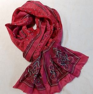 Vintage Red Paisley Oscar de la Renta Silk Scarf